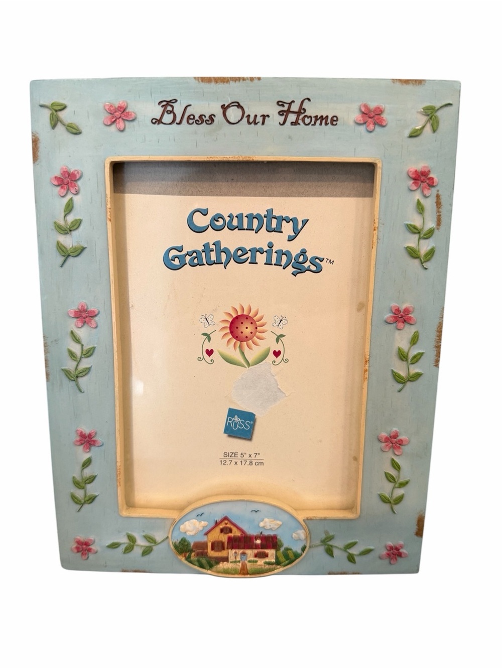RUSS Country Gatherings Bless Our Home Picture Photo Frame 5x7 Country Farmhouse